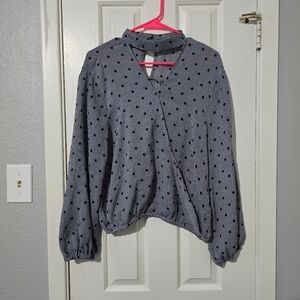 Anthropologie Eri + Ali Choker Wrap Polka Dot Top Size L